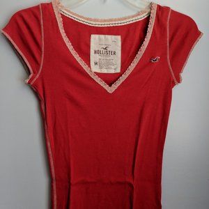 🎉 Hollister Medium (M) Red V-Neck Blouse (3/$10)